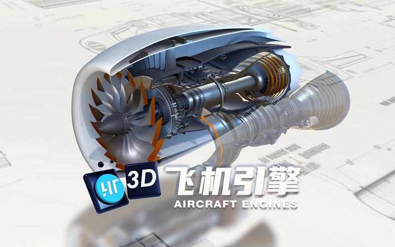 精密机械飞机引擎,爆炸组装 3d 可视化效果